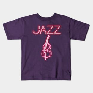 Jazz Double Bass Neon Design Kids T-Shirt